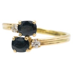 18k gold ring with sapphires and diamonds, France.
