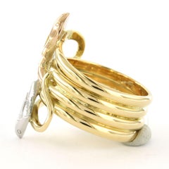 18k gold ring with two snake heads, ring size US 8 - EU 18.25(57), 14.3 grams