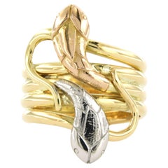 18k gold ring with two snake heads, ring size US 8 - EU 18.25(57), 14.3 grams