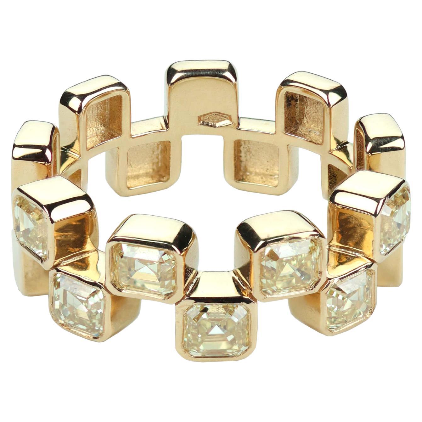 18K Gold Ring mit gelben Asher Diamanten - Geometrisch, selten, ruhig inspiriert
