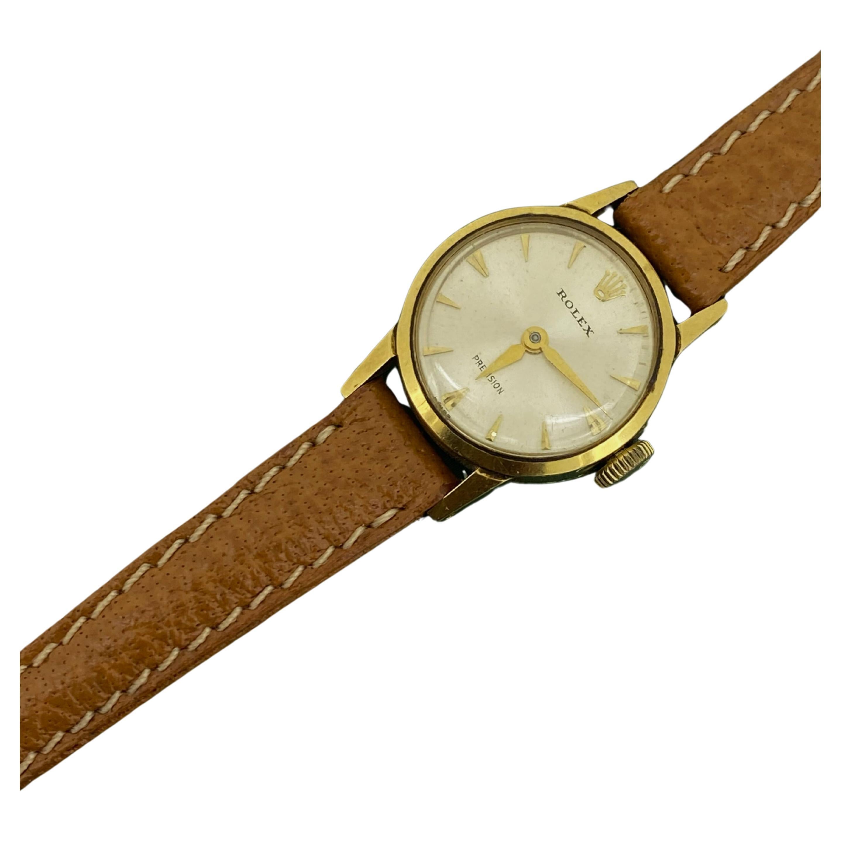 18K Gold Rolex ref 9158 Precision (Manual) Vintage c1960's 20mm Ladies' Watch In Excellent Condition In MELBOURNE, AU