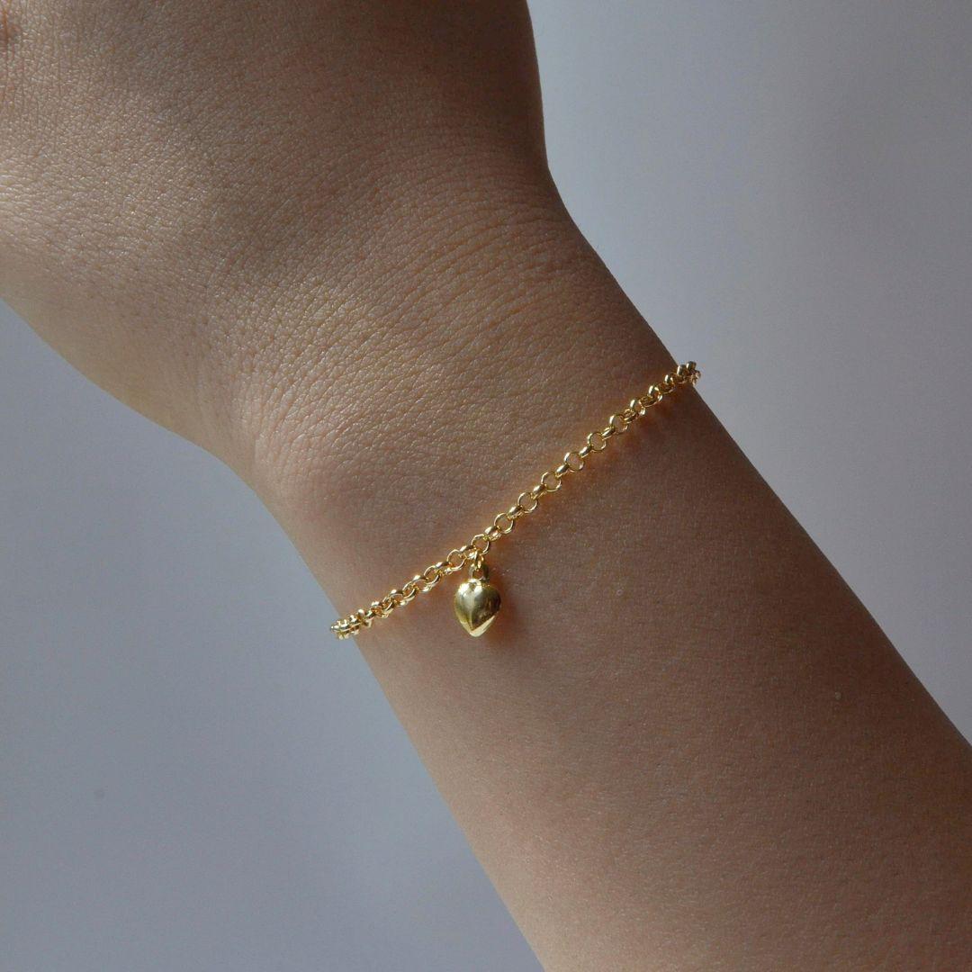 da uomo o donna Bracciale A Link in oro 18 carati con charme a cuore in vendita