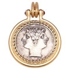 18K Gold Rome Janus Coin Pendant