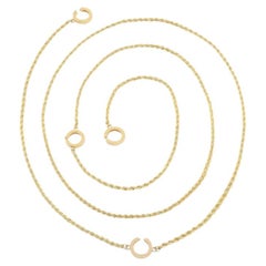 18K Gold Rope Adjustable Chain Necklace 31.5" Wear Multiple Ways R4546
