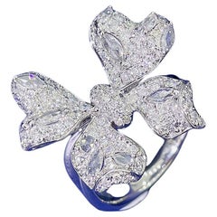 18K Gold Rose-Cut Bow Knot Ring with Natural Diamonds