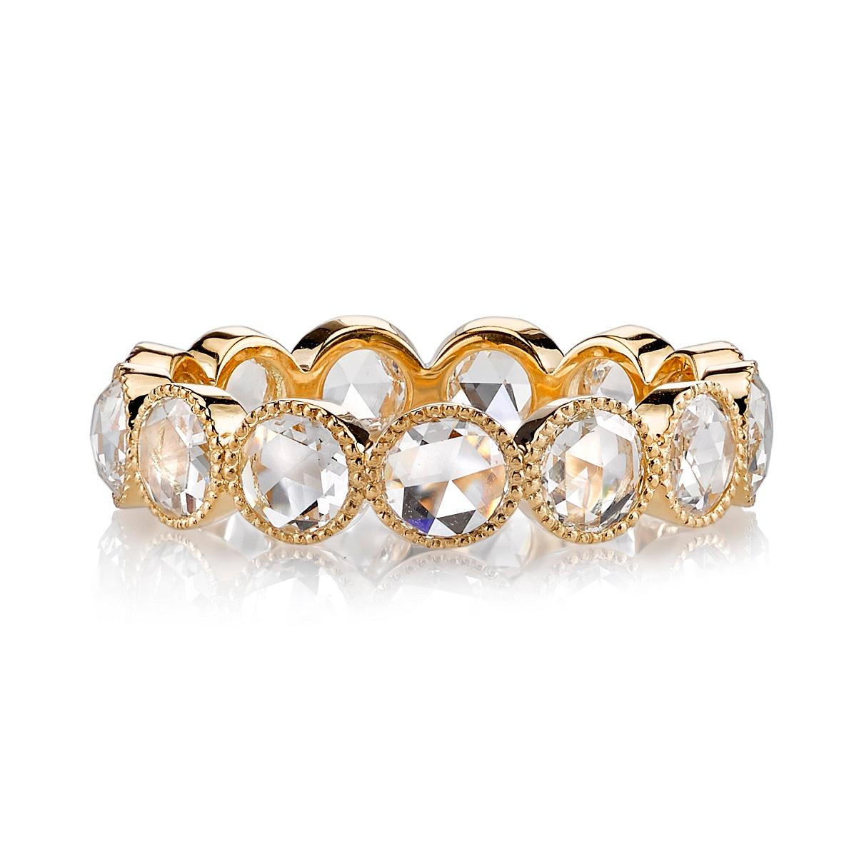 Handcrafted Gabby Rose Cut Diamond Eternity Band in 18K Gold by Single ...