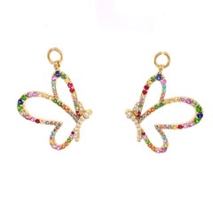 18k Gold Rose Cut Yellow Sapphire Studs with Multi-Gemstone Butterfly Jackets