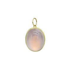 18k Gold Rose Quartz and Green Tourmaline Botanical Charm Necklace