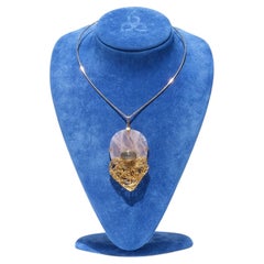 18K Gold, Rose Quartz and Moon Stone Neck Ring by Sigurd Persson made 1977