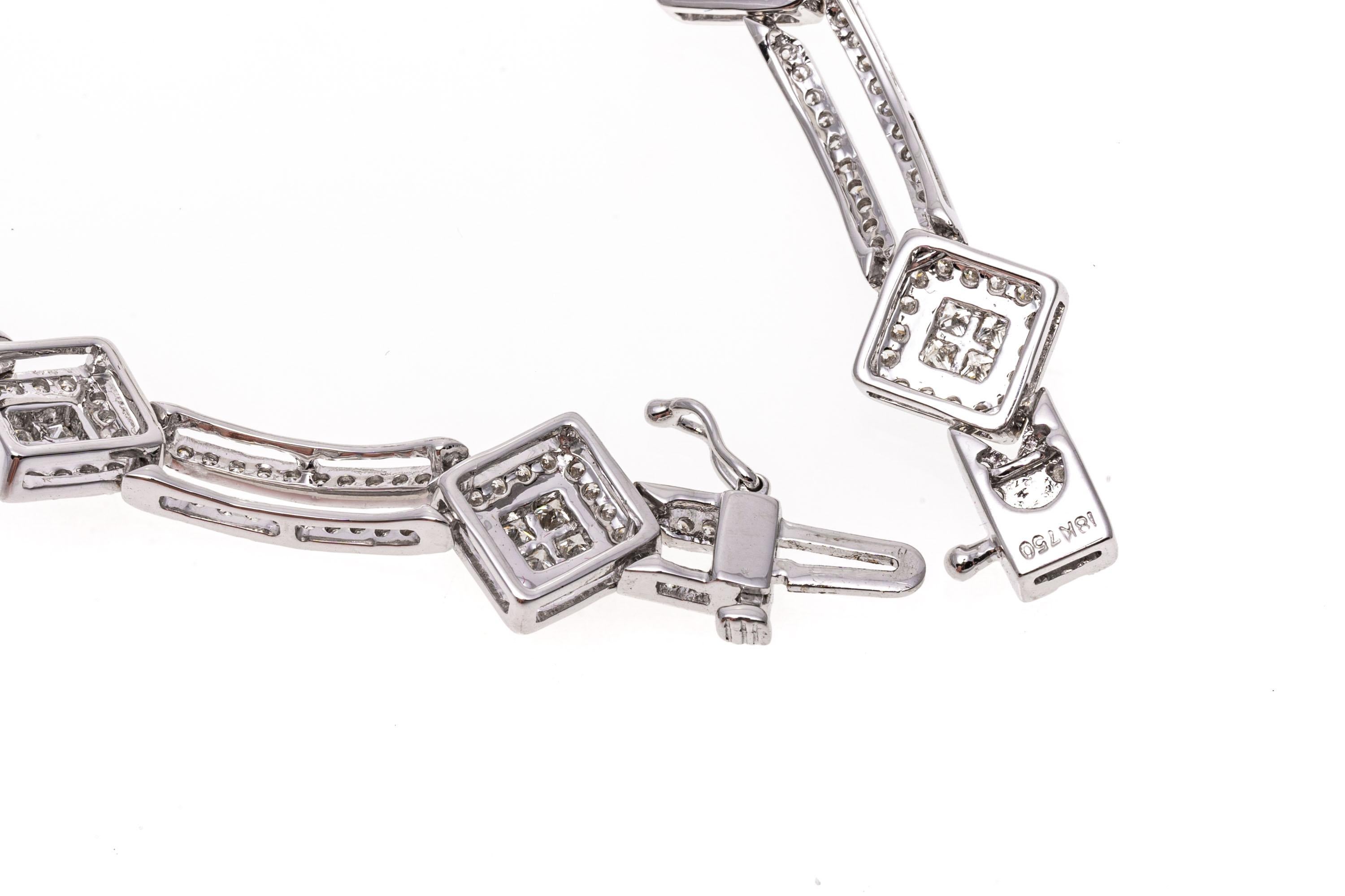 18 Karat Gold Rund- und Prinzessinnenschliff Diamant-Armband mit doppelter Linie, App. 1,64 TCW (Zeitgenössisch) im Angebot