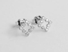18k Gold Round Cut Diamond Square Stud Earrings Diamond Bezel Set Studs Earrings