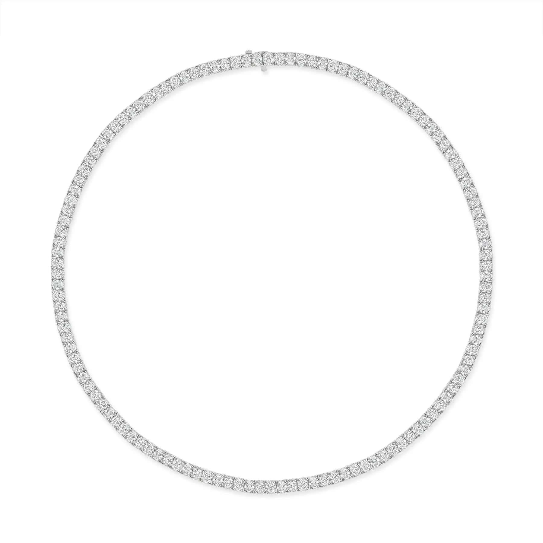 Mila's Diamond Round Cut Tennis Necklace In New Condition For Sale In Los Angeles, CA