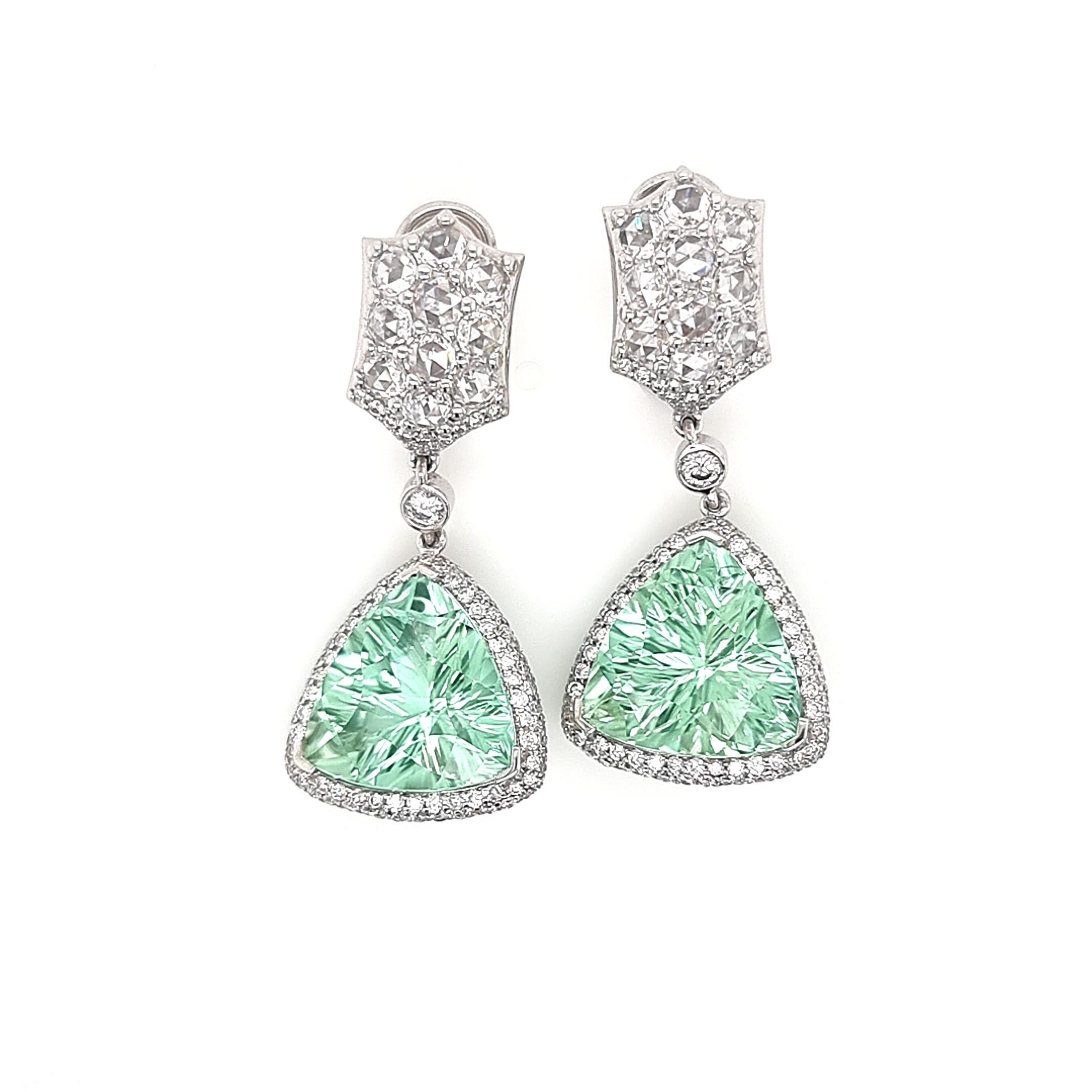 18K Gold Royal Mint Earrings with Diamonds, Tsavorites and Tourmalines In New Condition For Sale In ประเวศ, TH