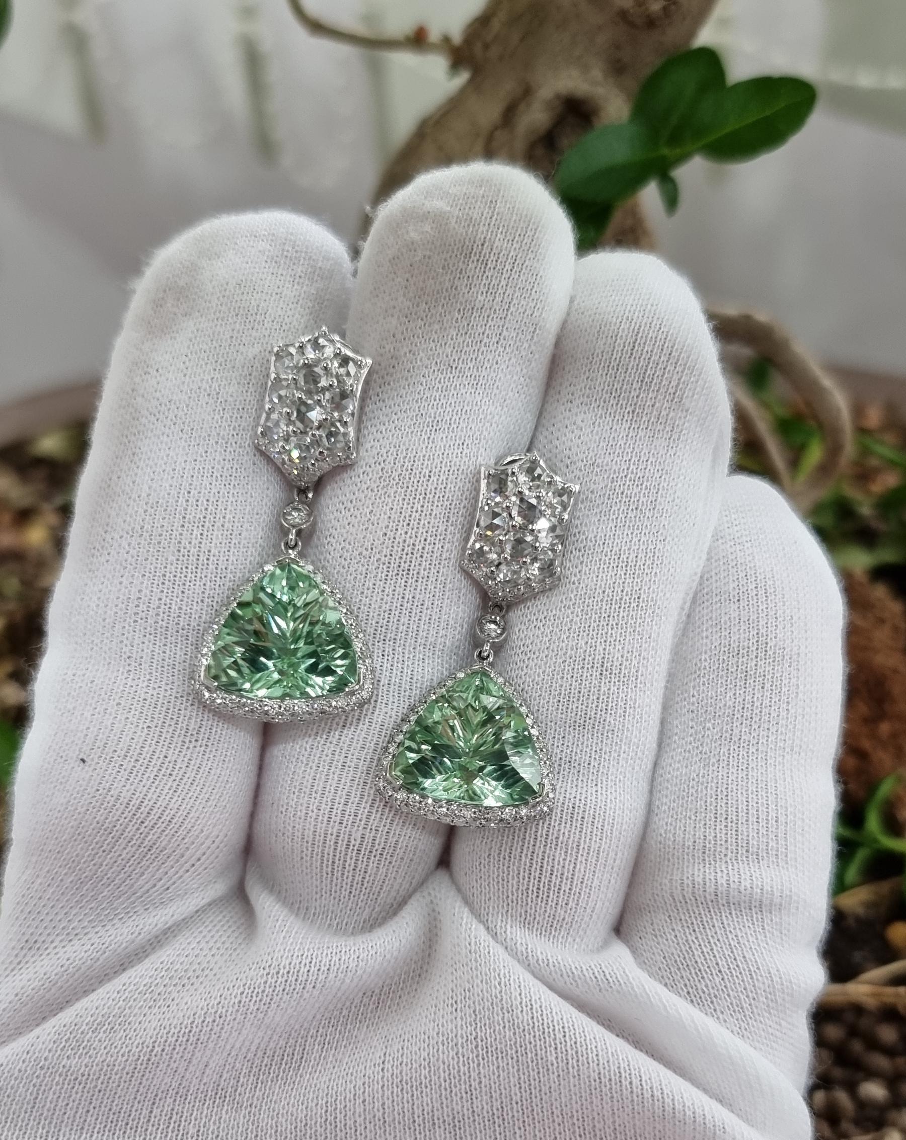 18K Gold Royal Mint Earrings with Diamonds, Tsavorites and Tourmalines For Sale 1