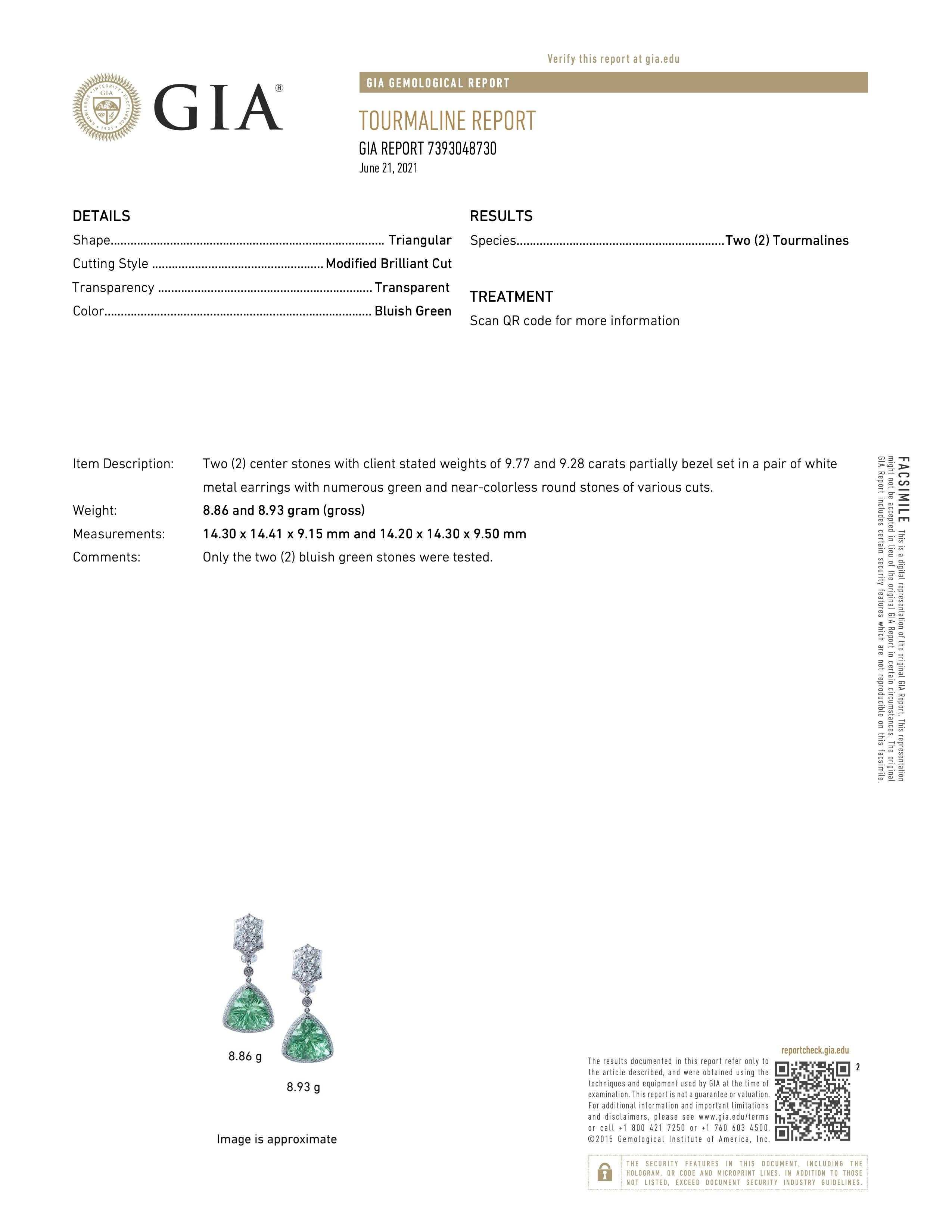18K Gold Royal Mint Earrings with Diamonds, Tsavorites and Tourmalines For Sale 2