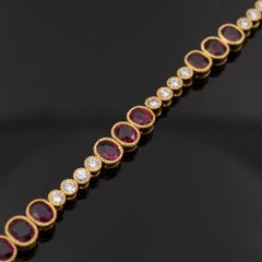 18K Gold Ruby and Diamond Link Bracelet