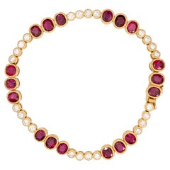 18K Gold Ruby and Diamond Link Bracelet