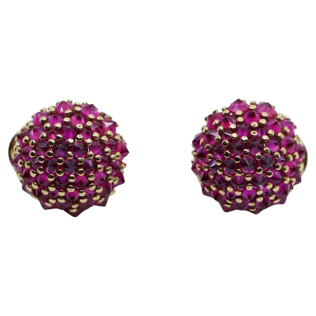 Boucle d'oreille en or 18K Rubis Ball and Ball en vente