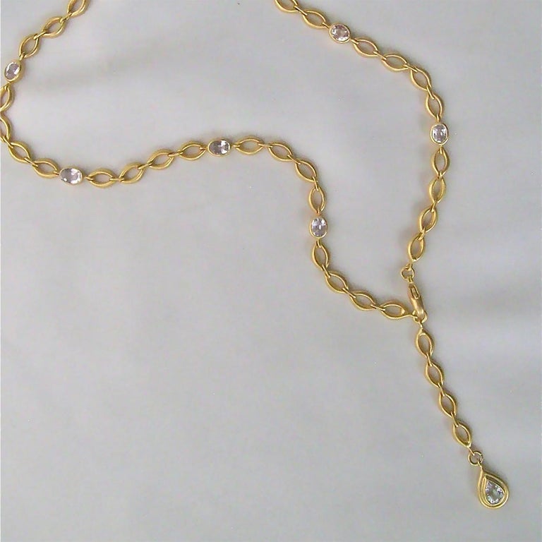 18 Karat Gold and Ruby Chain Necklace In New Condition For Sale In Eugene, OR