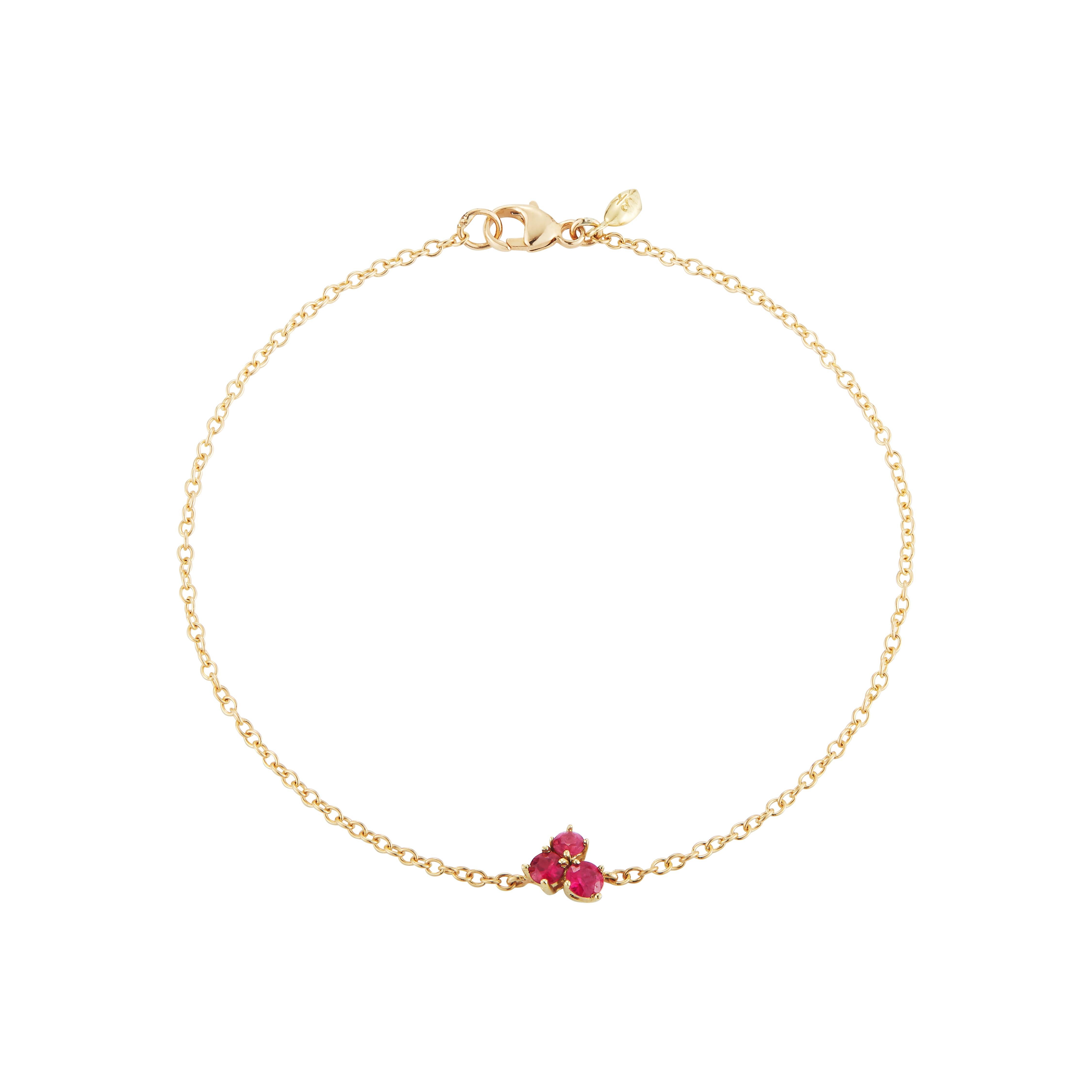 18 Karat Gold Ruby Cluster Bracelet For Sale
