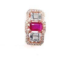 18k Gold Ruby Cts 0.98 Diamond Earrings