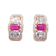 Orecchini in oro 18k con rubino 0,98 carati e diamante