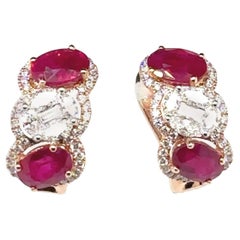 Orecchini in oro 18k con rubino 2,76 carati e diamante
