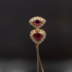 18K Gold Ruby & Diamond Pin