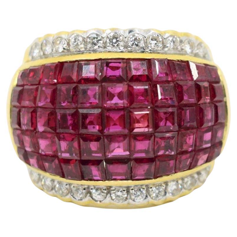 18K Gold Ruby Diamond Ring