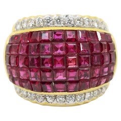 Anillo de oro de 18 quilates con diamante y rubí