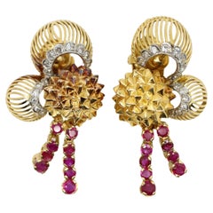 18K Gold Rubin-Diamanten-Ohrringe