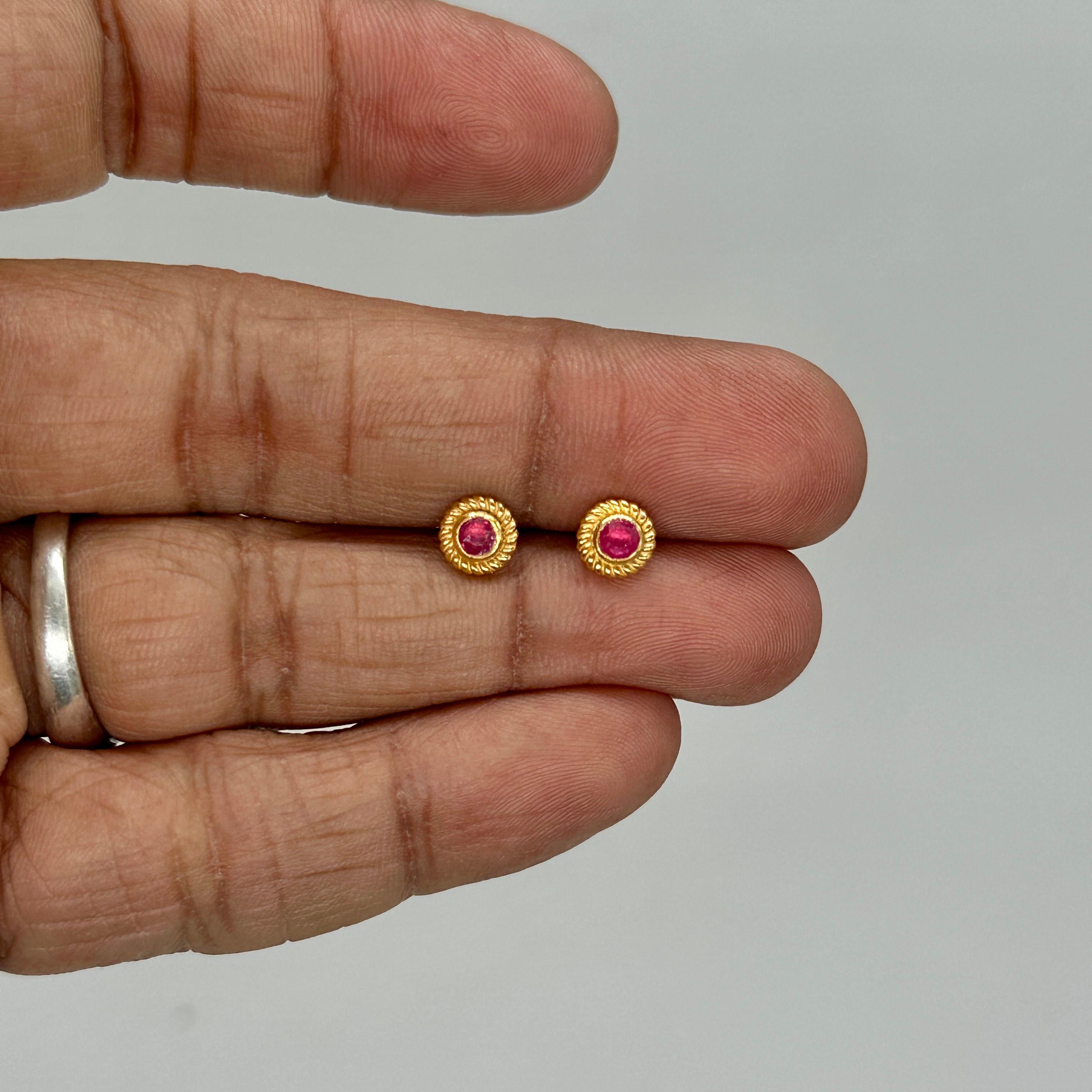Art Deco Natural Ruby Earring 1.10ctw Burma Ruby 18K Gold Vermeil Ruby Earrings studs For Sale