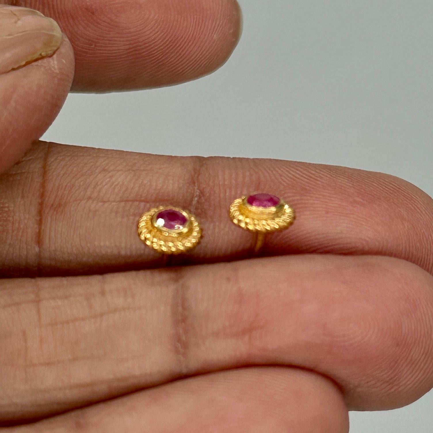 Brilliant Cut Natural Ruby Earring 1.10ctw Burma Ruby 18K Gold Vermeil Ruby Earrings studs For Sale