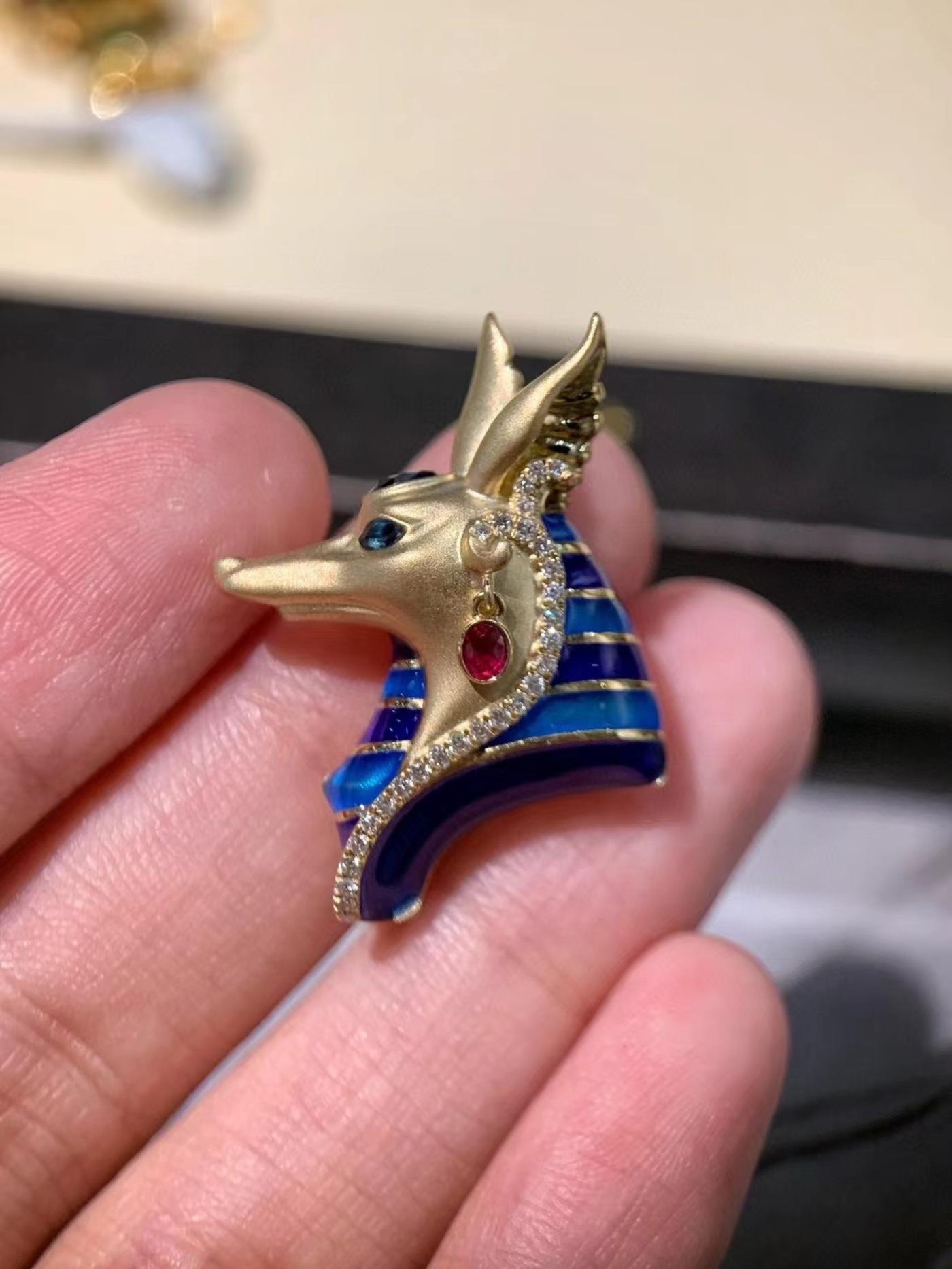 Moderne Collier à pendentif émaillé 