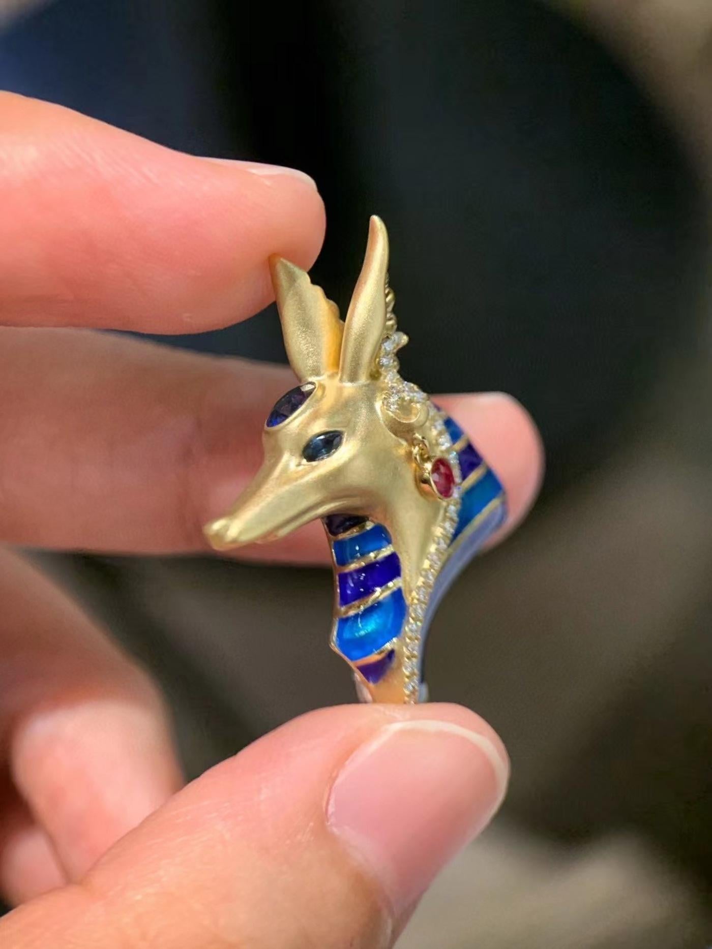 Taille ronde Collier à pendentif émaillé 