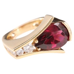 18K Gold Ruby Wedding Ring, Natural Ruby Statement Ring