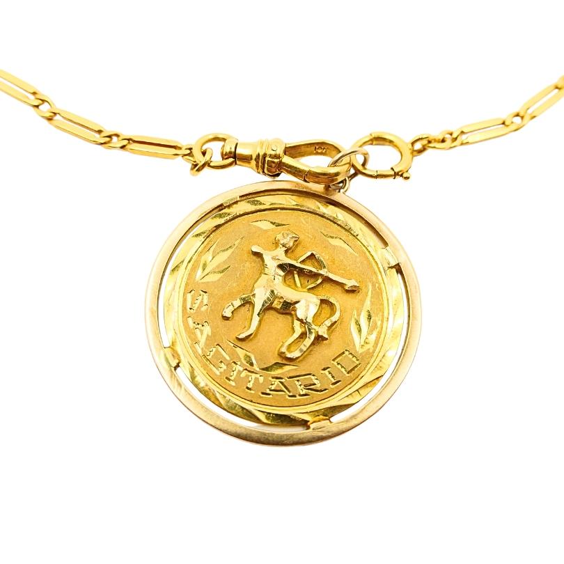 da uomo o donna Ciondolo Zodiac in oro 18k Collana a catena con orologio in oro 10k in vendita