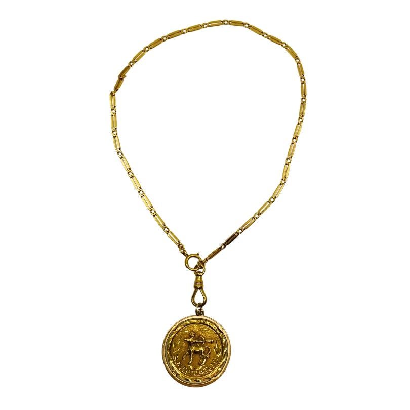 Ciondolo Zodiac in oro 18k Collana a catena con orologio in oro 10k in vendita 1