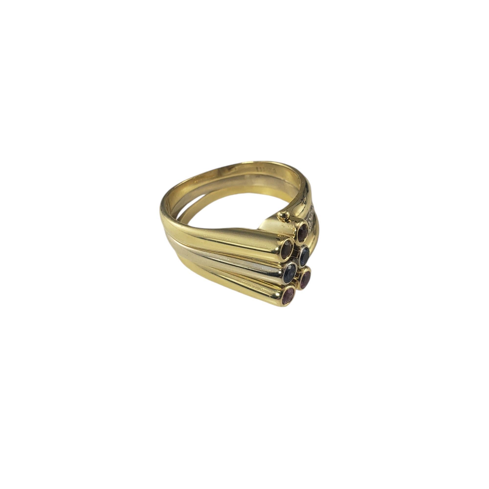 Brilliant Cut 18K Gold Sapphire and Diamond 3 Band Stacking Ring Set Size 7 #19494 For Sale