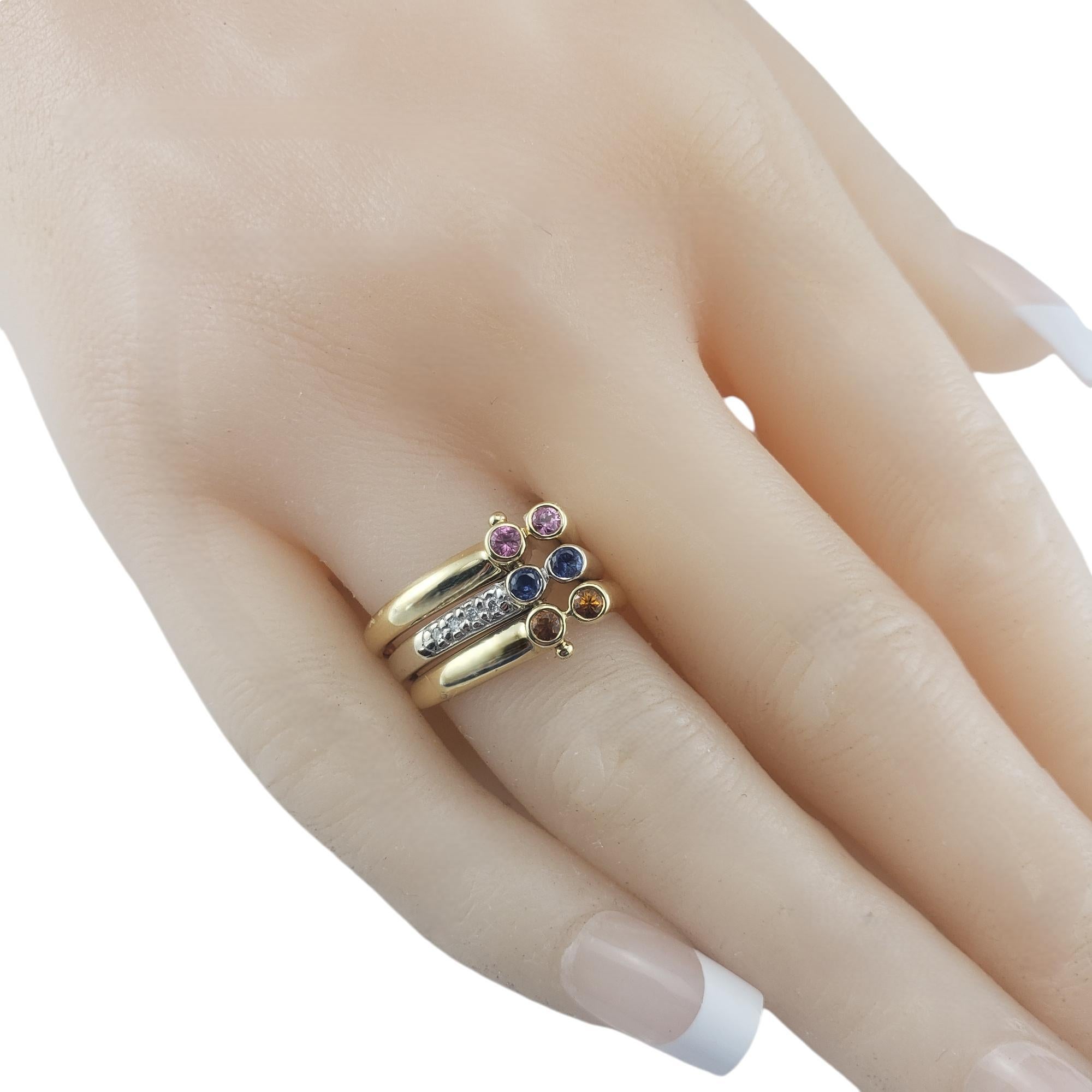 18K Gold Sapphire and Diamond 3 Band Stacking Ring Set Size 7 #19494 For Sale 3