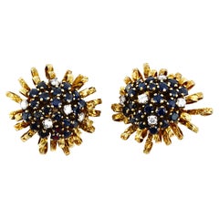 18k Gold Sapphire and Diamond Earrings