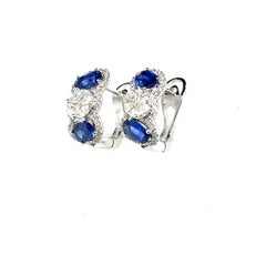 18k Gold Sapphire Cts 1.66 Diamond Accents Earrings