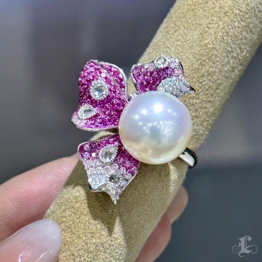 【Vine Symphony】Convertible Aurora Wings South Sea Pearl Sapphire Statement Jwl. en venta 3