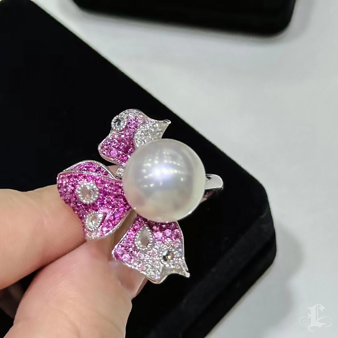 【Vine Symphony】Convertible Aurora Wings South Sea Pearl Sapphire Statement Jwl. en venta 4