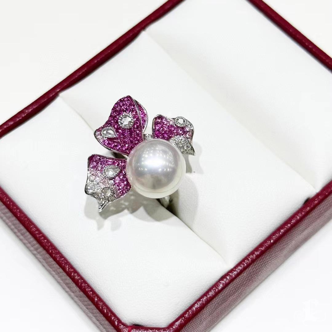 【Vine Symphony】Convertible Aurora Wings South Sea Pearl Sapphire Statement Jwl. en venta 5