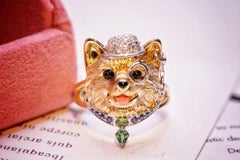18K Gold Sapphire & Diamond & Tsavorite ‘Dog' Ring