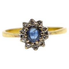 18K Gold Sapphire Diamonds Ring