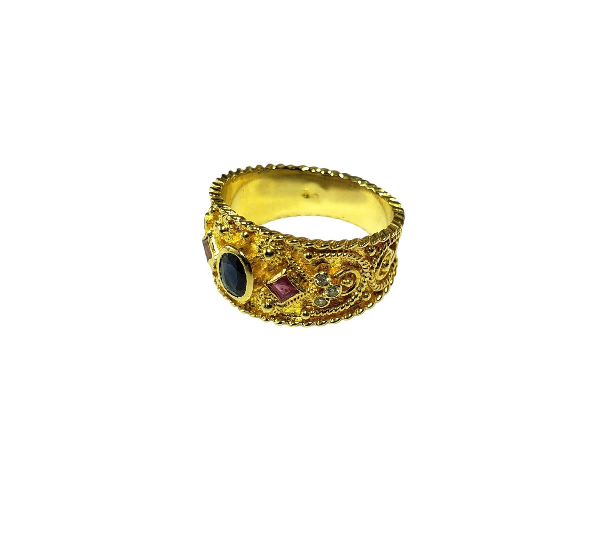 18 Karat Gold Saphir, Rubin & Diamant Ring Größe 9 #16330 (Ovalschliff)