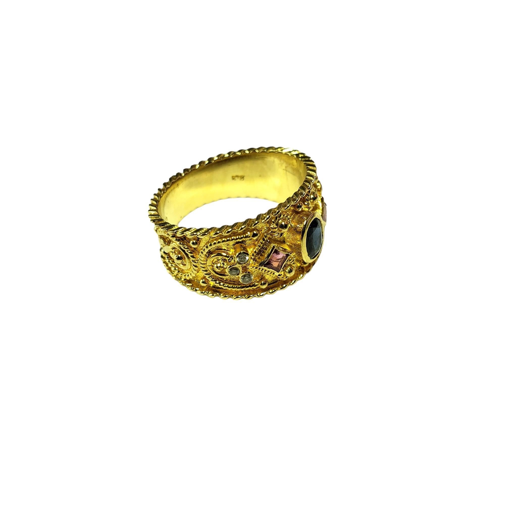 18 Karat Gold Saphir, Rubin & Diamant Ring Größe 9 #16330 im Zustand „Gut“ in Washington Depot, CT
