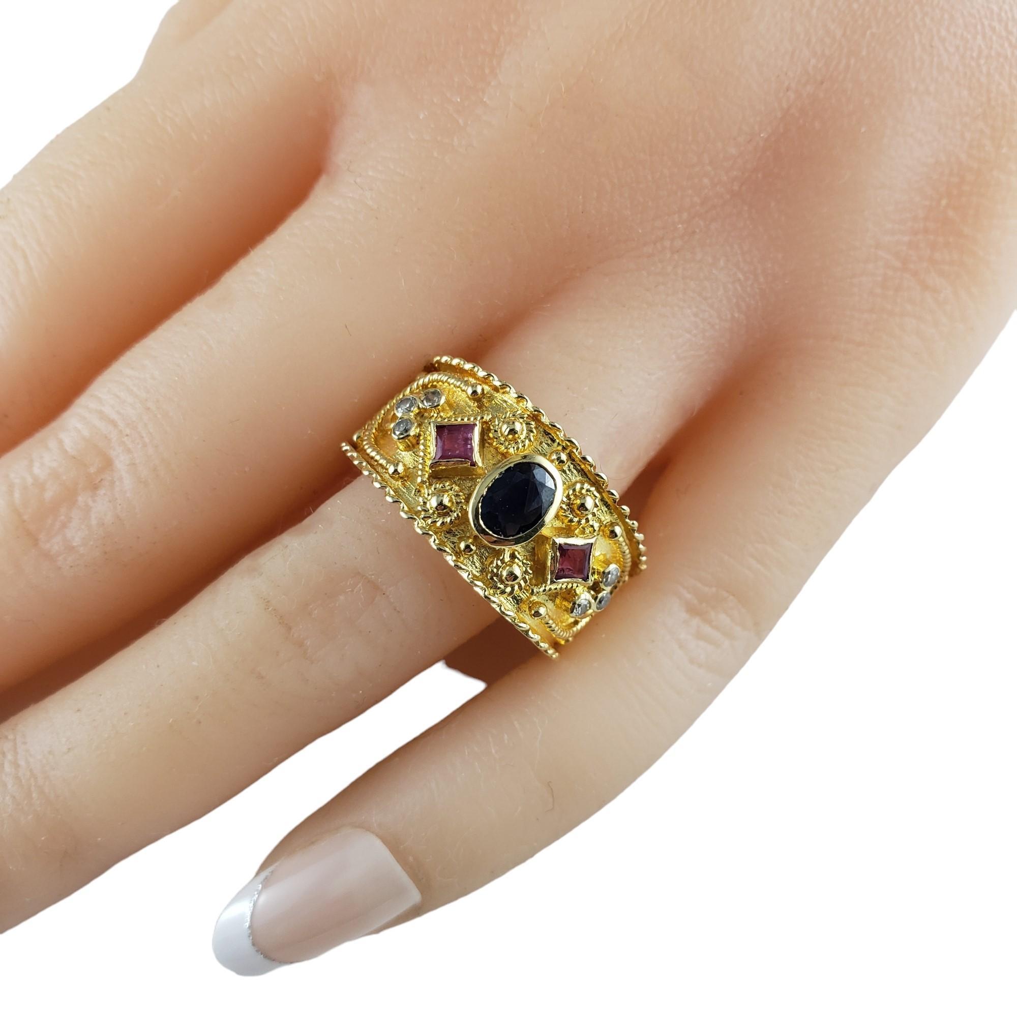 18 Karat Gold Saphir, Rubin & Diamant Ring Größe 9 #16330 3